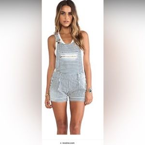 Capulet Overall Short in Railroad Stripe